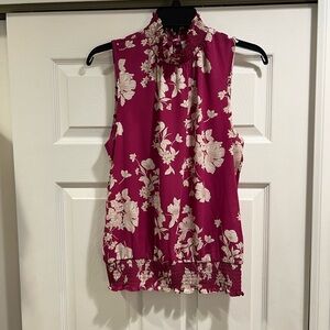 Sienna Sky Sleeveless Floral Blouse - Magenta and Cream
